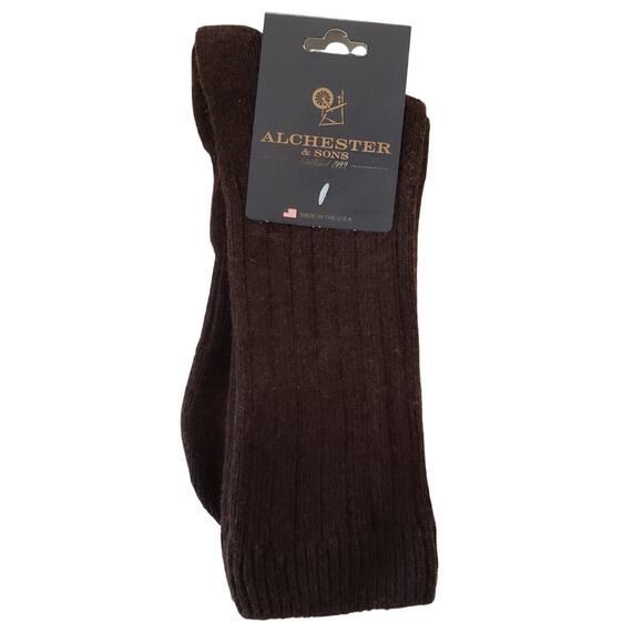 Alchester Giorgio Brown Socks Cashmere Wool Blend Mens Luxury Crew Dress L 10-13 - Picture 3 of 4
